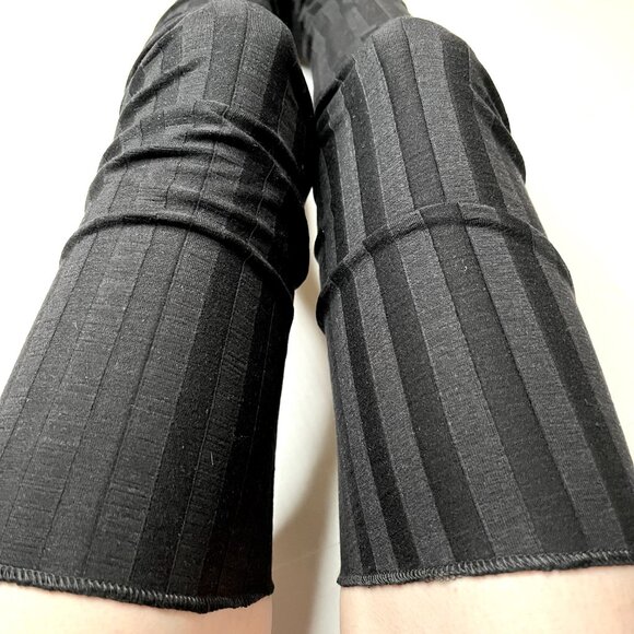 Summer Leg Warmers Black Ribbed Thigh Highs Cotton Knee Socks Sun Protection New - Picture 4 of 6